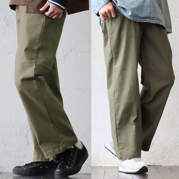パンツ チノパンツ ストレート ワイド メンズ レディース 無地 伸縮性 ストレッチ レーヨン コッ...
