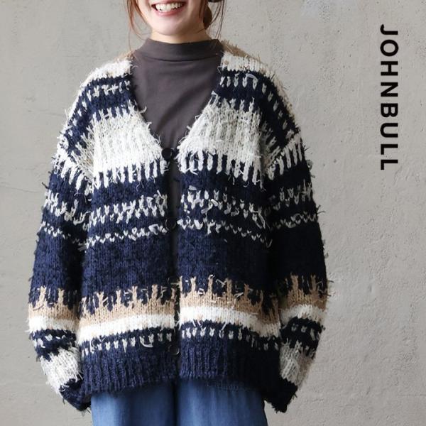 Johnbull ジョンブル カーディガン カーデ 長袖 レディース Vネック 重ね着 アクリル ポ...