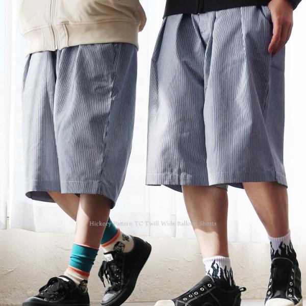 ハーフパンツ ひざ下丈 メンズ レディース ワイド バルーン TCツイル しっかり生地 タフ 軽い ...