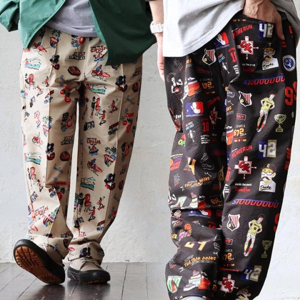 Duckster ダックスター パンツ テーパード メンズ レディース 総柄 シアサッカー 軽い 通...