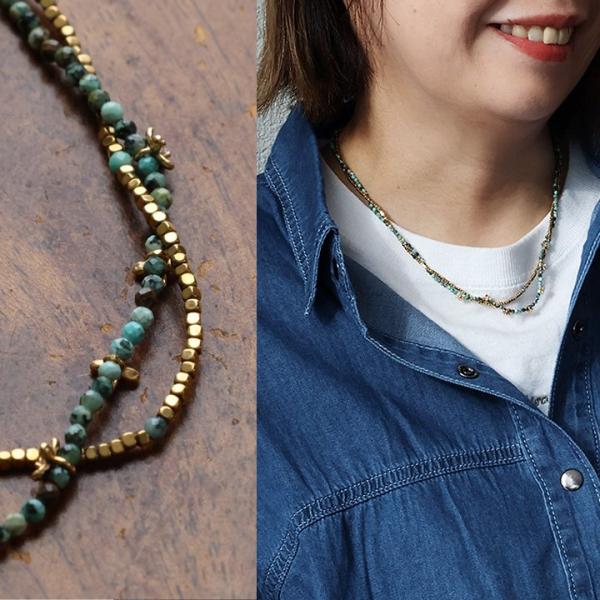 ネックレス レディース 二連ネックレス 金属 ビーズ 磁石 シルバー プレゼント 贈り物 カジュアル...