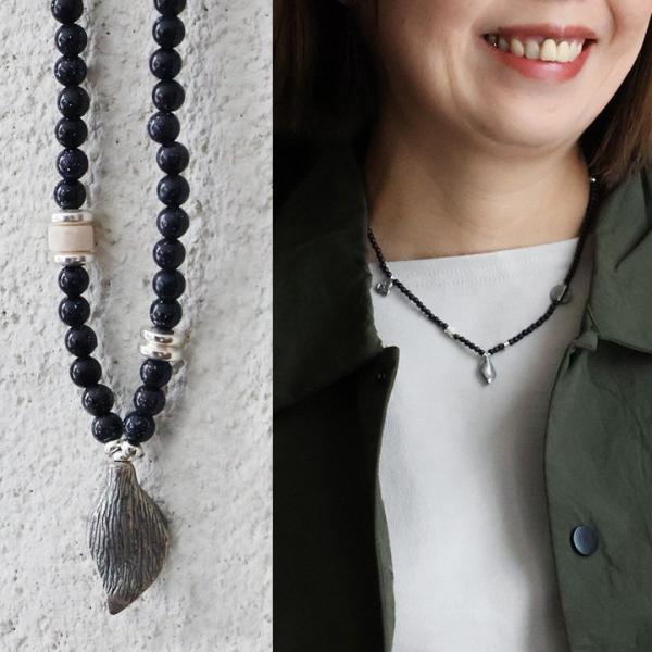 ネックレス レディース ネイビー シルバー金属 ヴィンテージ 軽い プレゼント 贈り物 カジュアル ...