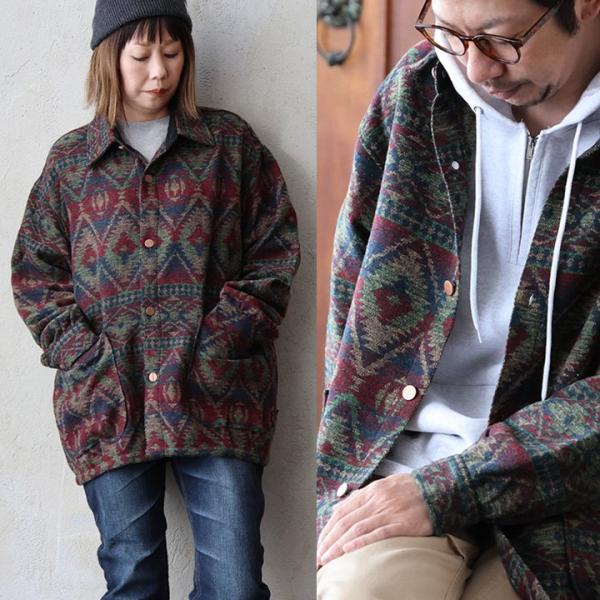 ジャケット シャツジャケット 長袖 メンズ レディース ネイティブ柄 総柄 コットン ポリエステル ...