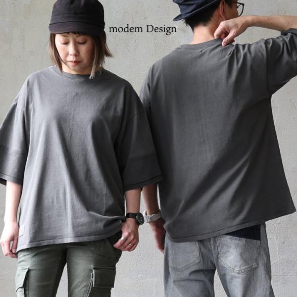 Tシャツ 半袖 メンズ レディース ピグメント加工 フットボール切り替え 綿100％ 大人 ヴィンテ...