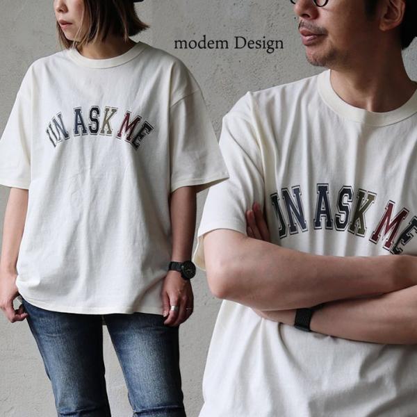 modem Design モデムデザイン Ｔシャツ 5分袖 メンズ レディース クルーネック ロゴプ...