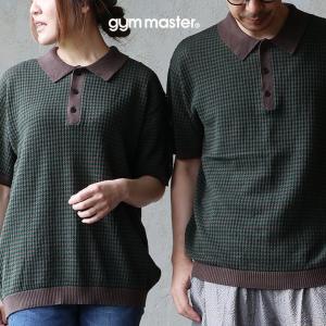 gym master ジムマスター ポロシャツ 半袖 メンズ 配色 ボーダー 綿100 コットン メッシュニット 軽い リブ切り替え パティ