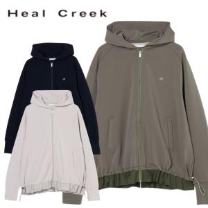 HealCreek ヒールクリーク ゴルフウェア レディース ブルゾン 裾切替フルジップパーカー 00234911 スウェット 上着 UVカット 接触冷感 40 42 M L SALE セール