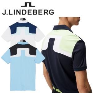 J.LINDEBERG Jリンドバーグ バックブリッジカラーブロック半袖ポロ メンズ ポロシャツ ストレッチ性 吸水速乾 44/46/48 07121441 071-21441｜Pauls for green ヤフー店