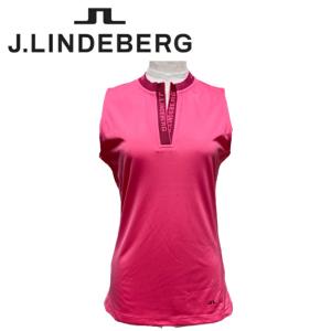 40％OFF！ SALE！ J.LINDEBERG Jリンドバーグ レディース スキッパーノースリーブシャツ ゴルフ ゴルフウェア 吸水速乾性 ロゴ Vネック 07226472 セール｜paulsgolf