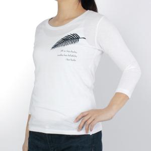 Tシャツ レディース ヤシ 七分袖 オフブラック オフホワイト