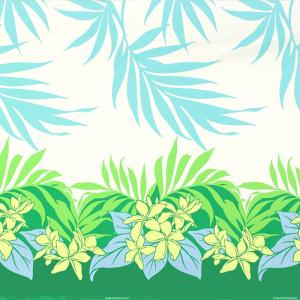 ハワイアンファブリック 緑 プルメリア ヤシ fab-2903GN【4ヤードまでメール便可】