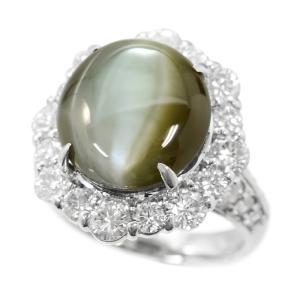 キャッツアイ リング 指輪 大粒 4.34ct Pt900 クリソベリルキャッツ
