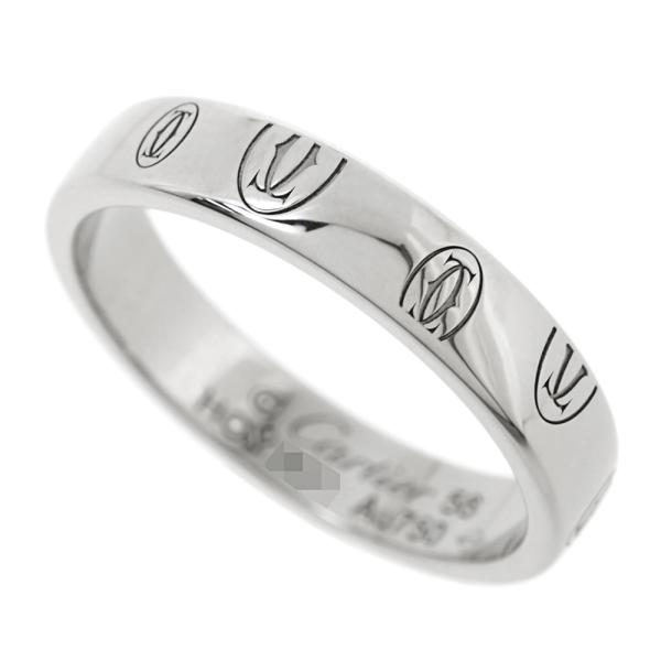 [中古] カルティエ K18WG ロゴ ドゥ カルティエ リング #56刻印 15号強 ホワイトゴー...