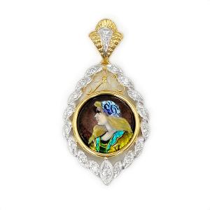 梶光夫 X C.CHERON エマーユ七宝ジュエリー K18/SILVER ペンダント