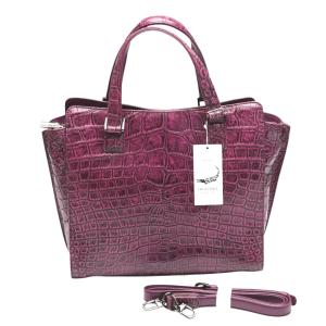 クロコダイル ハンドバッグ YB-2101 30cm メタリック ヘンローン 