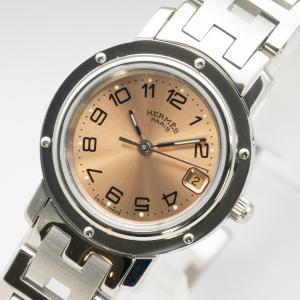 質イコー [エルメス] HERMES 腕時計 クリッパー CL4.210 ピンク文字盤 クオーツ レディース 中古 美品 OH済
