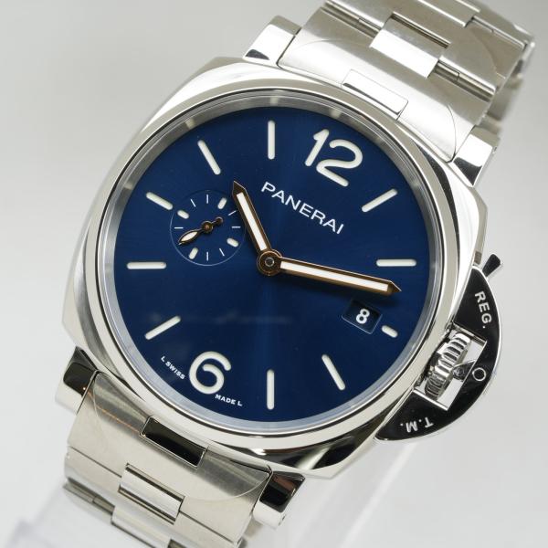 パネライ 腕時計 ルミノール ドゥエ デイト ブルー文字盤 PAM01124 X番 自動巻 メンズ ...