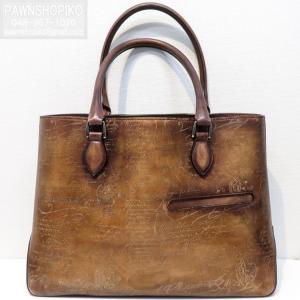 ベルルッティ Berluti カリグラフィー トゥージュール トートバッグ レザー ブラウン 旧型 中古 [質イコー]｜pawnshopiko