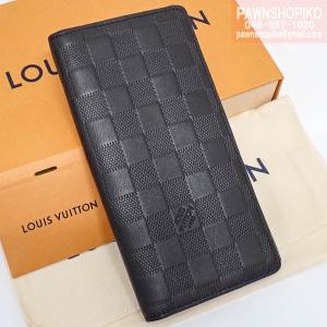 ルイヴィトン LOUIS VUITTON ダミエアンフィニ ポルトフォイユ・ブラザ N63010 RFID オニキス レザー 中古 [質イコー]