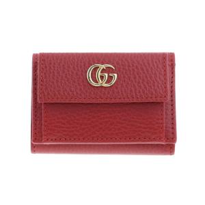 【中古】 GUCCI （グッチ） プチマーモント 三つ折コンパクトウォレット 財布 三つ折り財布(小銭入有) PETITE MARMONT Red 523277 used:A｜pawnshopriz