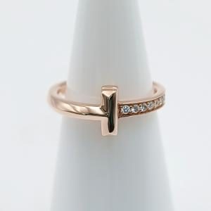TIFFANY&Co. ティファニー Tワン リング ダイヤモンド 750PG リング・指輪 67795342 約7.5号 K18ピンクゴールド レディース 中古