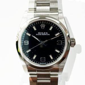 ROLEX ロレックス オイスターパーペチュアル Black 369 31ｍｍ 腕時計 77080 ステンレススチール シルバー ブラック ボーイズ 中古