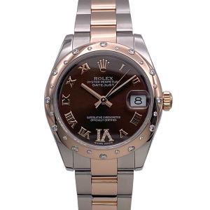 ROLEX ロレックス デイトジャスト ボーイズ チョコレート文字盤 VI ダイヤモンド 18KPG/SS 31mm 腕時計 178341 ステンレススチール 中古