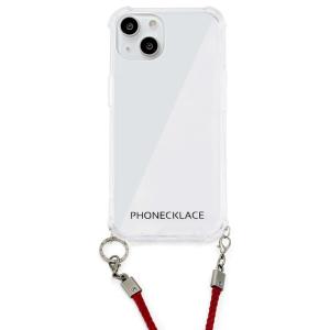 PHONECKLACE ロープショルダーストラップ付きクリアケースfor iPhone 13 ダークレッド｜paypaystore