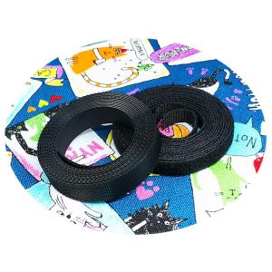 ドール用　薄いベルクロ　黒　幅広　約1.3cm幅　1.5ｍ巻