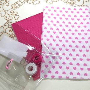 【材料のみ】　女の子浴衣セット　ドレスキット　2　白×ピンクハート　ボディサイズ8cm用｜pb-factory