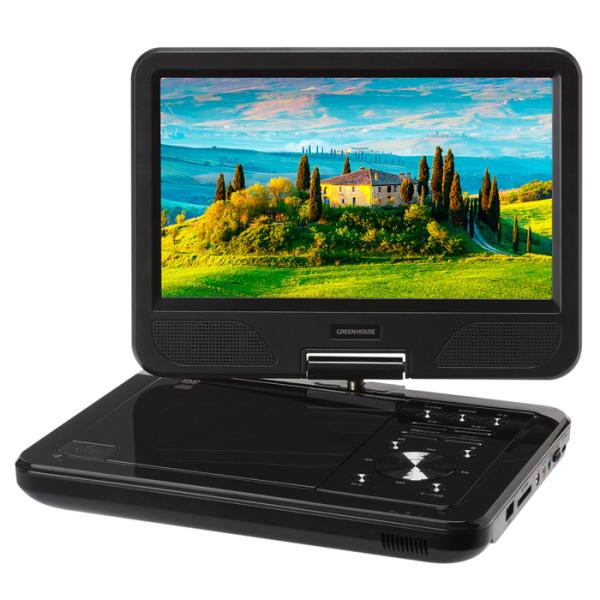 グリーンハウス ポータブル DVDプレーヤー 10.1型ワイド AC電源 バッテリ内蔵 充電対応 車...