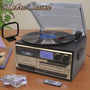 Retro Sound オールインワンレコードプレーヤー リモコン付属 レトロサウンド クマザキエイム AR-01G CD再生 カセットテープ再生｜pc-akindo