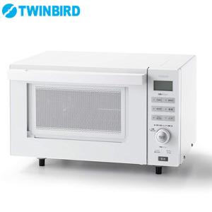 ツインバード 18L 縦開き フラットオーブンレンジ 赤外線センサー DR-E852W ホワイト