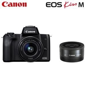 Canon キヤノン ミラーレス一眼カメラ EOS Kiss M ダブルレンズキット EOSKissM-WLK-BK ブラック