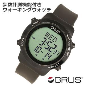 グルス 腕時計 認知症予防 歩幅計測 ウォーキングウォッチ GRS001-02 GRUS ブラック｜pc-akindo