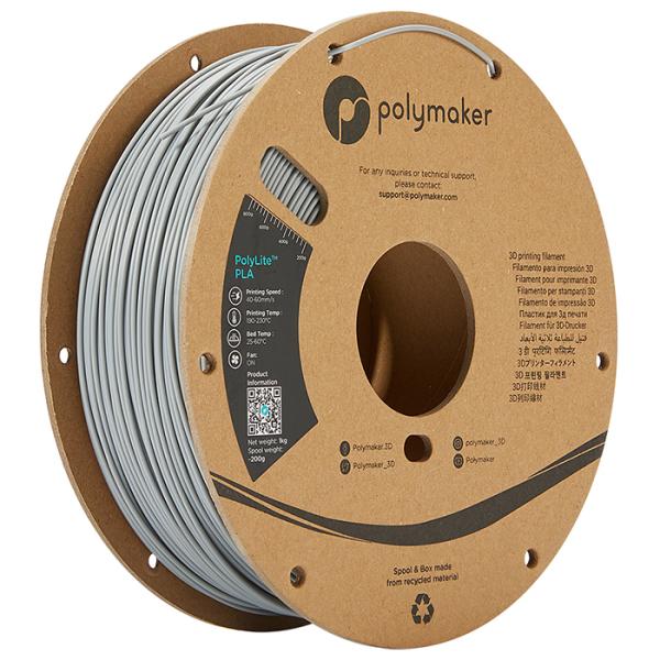 Polymaker PolyLite PLA フィラメント (1.75mm, 1kg) Grey グ...