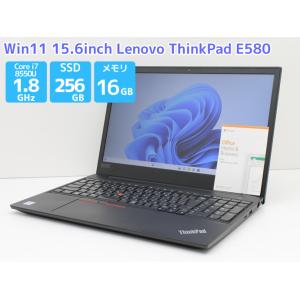 WEBカメラ ノートパソコン Microsoft Office 2019 Win11 Lenovo ThinkPad E580 Core i7 8550U 1.8GHz メモリ16GB 新品SSD256GB Bランク G11T 中古