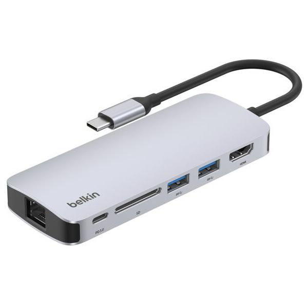 belkin AVC008fqSGY-V2 Connect USB-C 6-in-1 マルチポートハ...