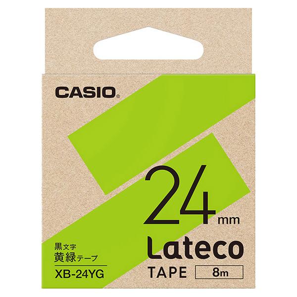 CASIO XB-24YG Lateco用テープ 24mm 黄緑/ 黒文字