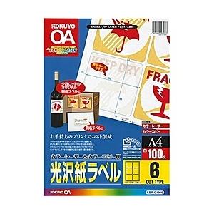 コクヨ LBP-G1906 カラーLBP&amp;PPC用 光沢紙ラベル A4 6面 100枚