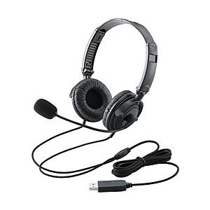 ELECOM HS-HP20UBK 折りたたみヘッドセット(両耳オーバーヘッド)/ 1.8m/ US...