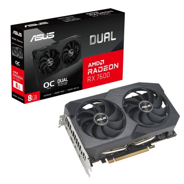 ASUS DUAL-RX7600-O8G-V2 Radeon RX 7600 搭載グラフィックスカー...