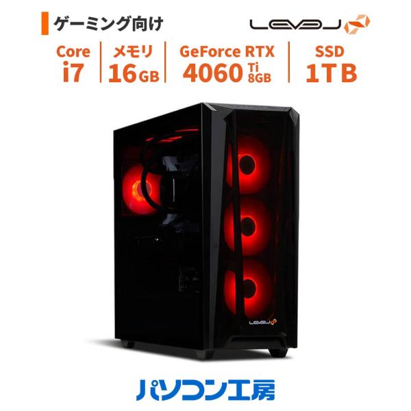 ゲーミングPC 新品 Core i7-14700F/RTX 4060 Ti/16GB/1TB SSD...