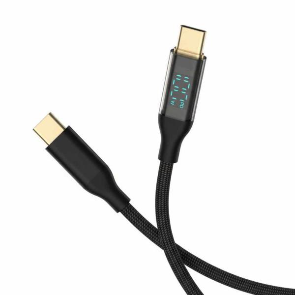 HIDISC HD-WTCC100201BK ワットメーター付CtoCケーブル PD100W対応 ブ...