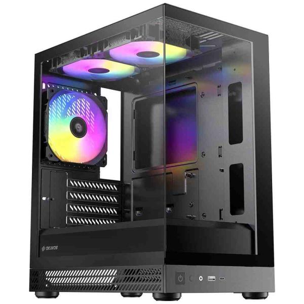 Okinos Aqua UNO 120 mm ARGBファン3個標準搭載のミニタワーPCケース