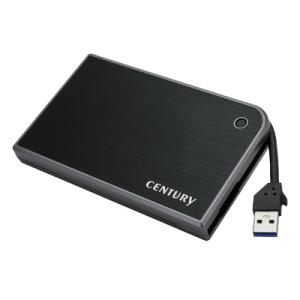 CENTURY CMB25U3BK6G USBケーブル収納式 2.5インチHDDケース MOBILE BOX Black x Gray｜pc-koubou