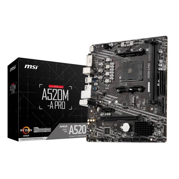 MSI A520M-A PRO AMD A520チップセット搭載 microATXマザーボード メモ...