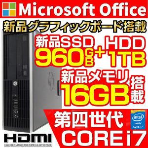 デスクトップパソコン 中古パソコン 第6世代Corei7  MicrosoftOffice2021 Win10 新品SSD960GB+HDD1TB 16GBメモリ グラフィックボード搭載 USB3.0 HP DELL等