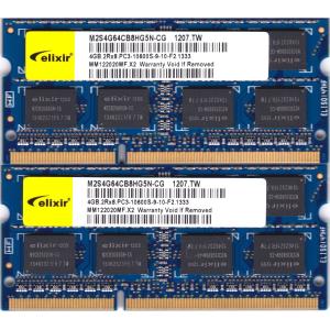 CFD販売 elixir PC3-10600S (DDR3-1333) 4GB x 2枚組み 合計8GB SO-DIMM 204pin ノートパソコン用メモリ 両面実装 (2Rx8) の2枚組 動作保証品｜pc-parts-firm