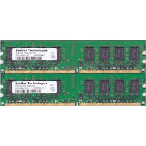 SanMax Technologies サンマックス PC2-6400U (DDR2-800) 2GB x 2枚組み 合計4GB 240pin DIMM 4G Kit デスクトップパソコン用メモリ 動作確認済品【中古】